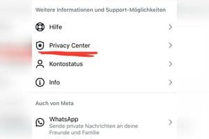 Runterscrollen bis zum Privacy Center.