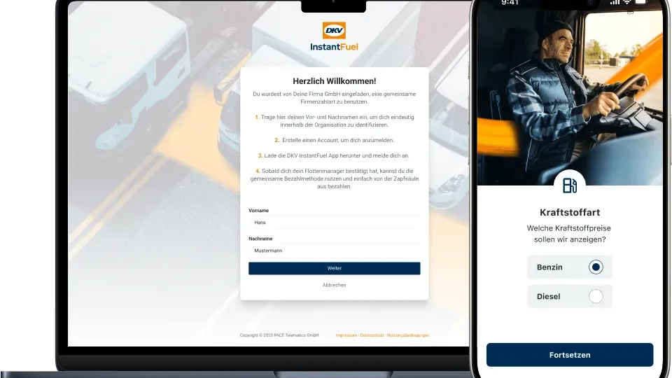 Schritt 3: Die Fahrer bestätigen die Einladung, laden die App herunter und können direkt lostanken.