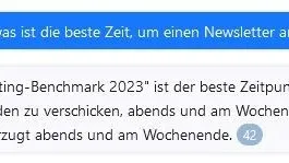 Screenshot vom Chat: Bester Zeitpunkt für den Newsletter-Versand sei der Studie zufolge abends oder am Wochenende, sagt die die KI.
