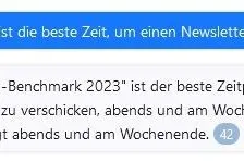 Screenshot vom Chat: Bester Zeitpunkt für den Newsletter-Versand sei der Studie zufolge abends oder am Wochenende, sagt die die KI.