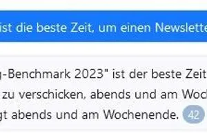 Bester Zeitpunkt für den Newsletter-Versand sei der Studie zufolge abends oder am Wochenende, sagt die die KI.