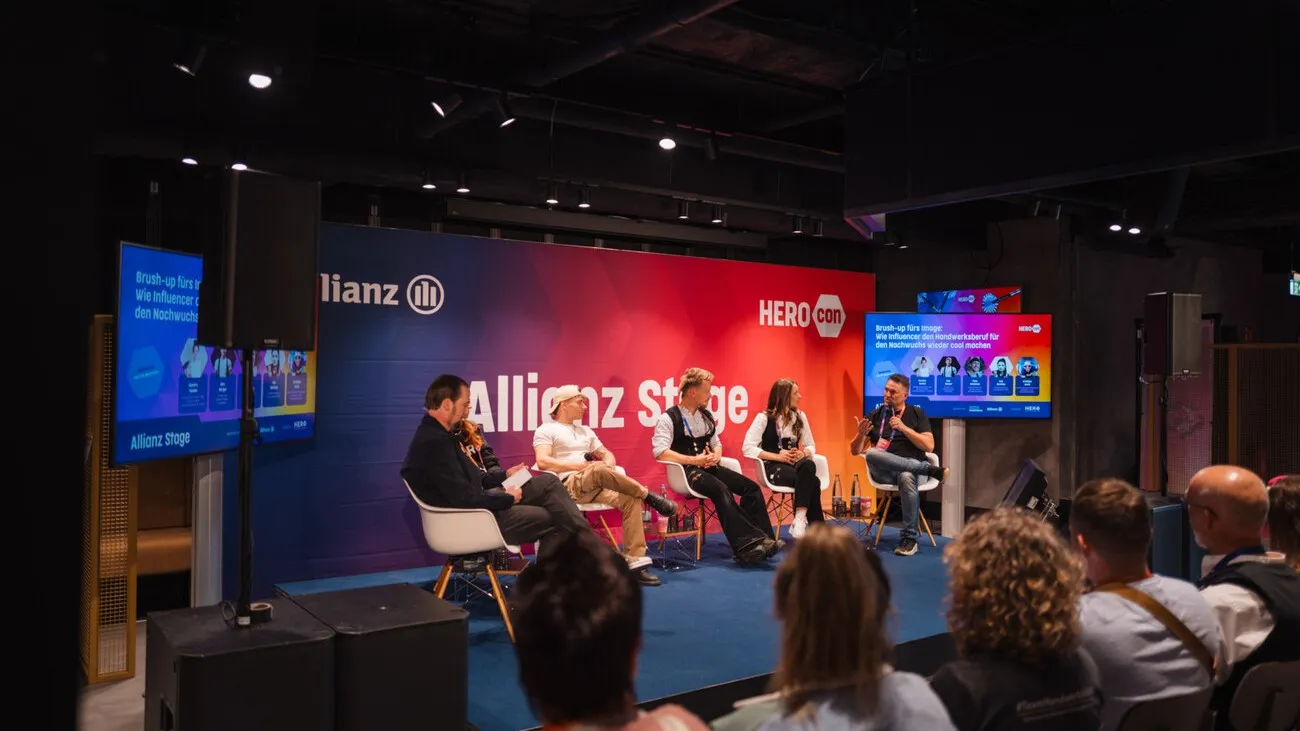 Auch viele Influencer aus der Handwerskwelt waren 2025 in Dortmund dabei wie bei diesem Diskussionspanel mit Ssandra Hunke, Jule Rombey, Ben Berger, Fiete Holzbock und Christian Kasijc.