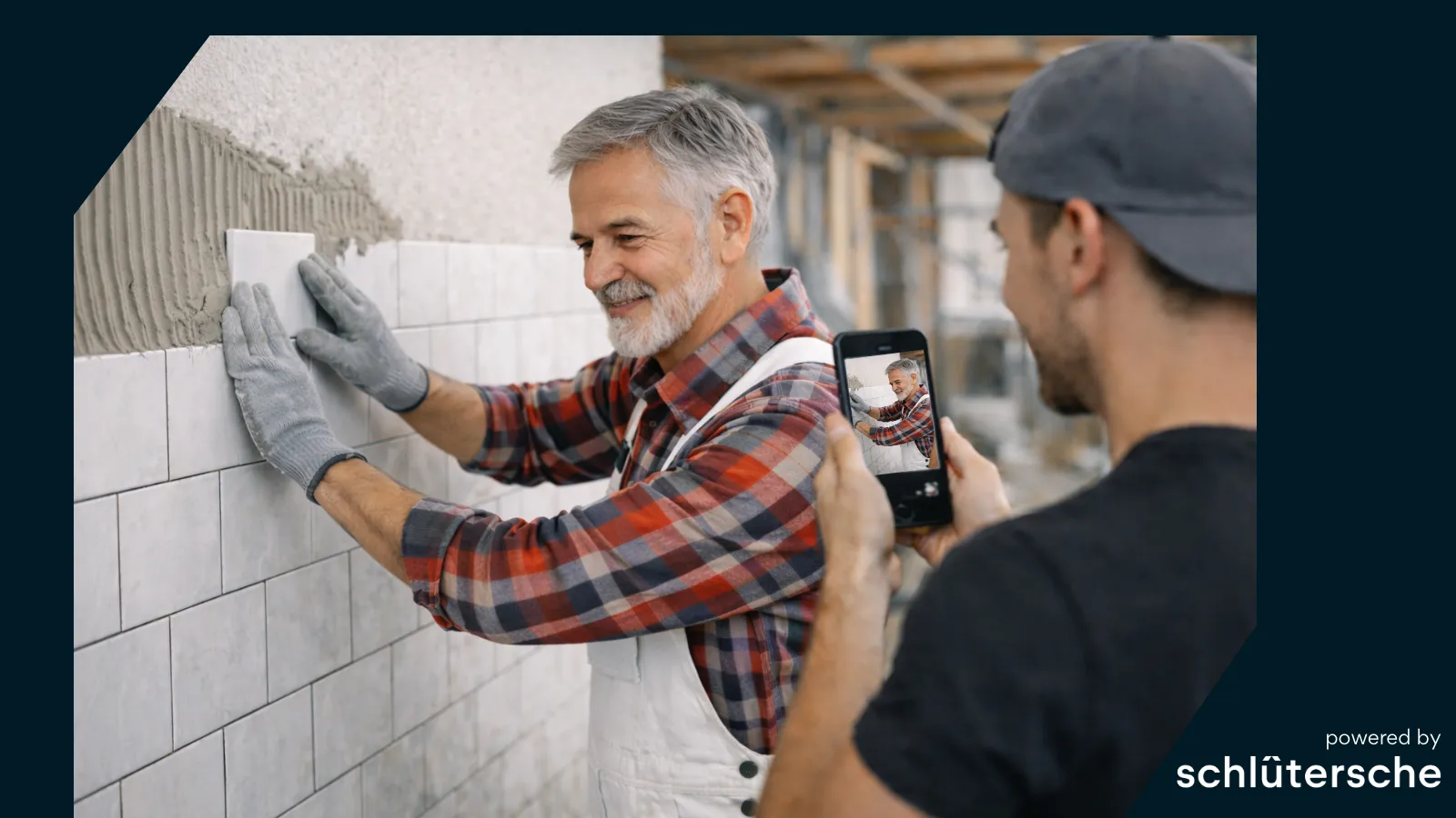 Echte Handwerksarbeit auf der Baustelle, für Social Media gefilmt – ein Beispiel für Social SEO im Handwerk.