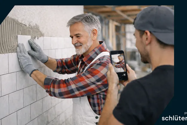 Echte Handwerksarbeit auf der Baustelle, für Social Media gefilmt – ein Beispiel für Social SEO im Handwerk.