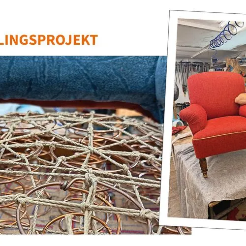 Federschnürung Sofa in der Polsterei Kraftschik