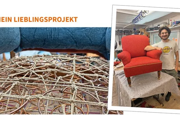 Federschnürung Sofa in der Polsterei Kraftschik