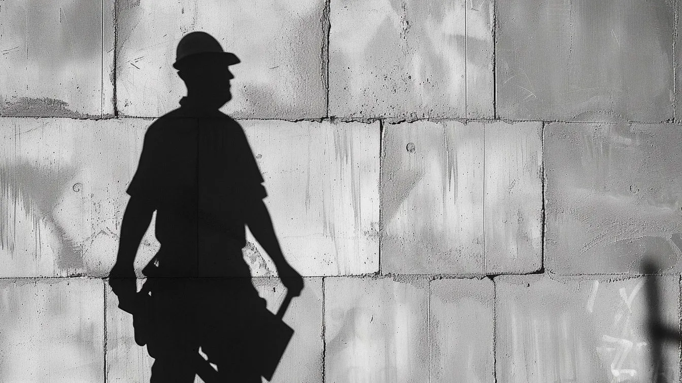 Der Schatten eines Handwerks an einer Wandmauer.