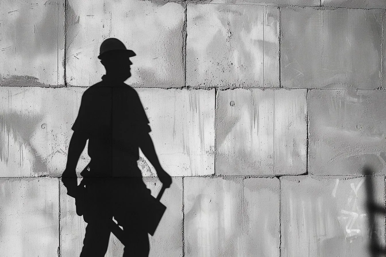 Der Schatten eines Handwerks an einer Wandmauer.