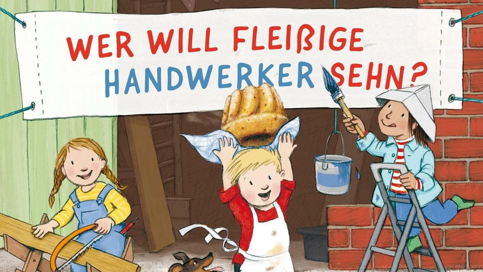 Die Kinder- und Jugendbuchillustratorin Katharina Bußhoff hat das Buch bebildert. Kinder sehen im Buch, welche typischen Tätigkeiten Handwerker wie zum Beispiel Maurer in ihrem Arbeitsalltag ausführen.
