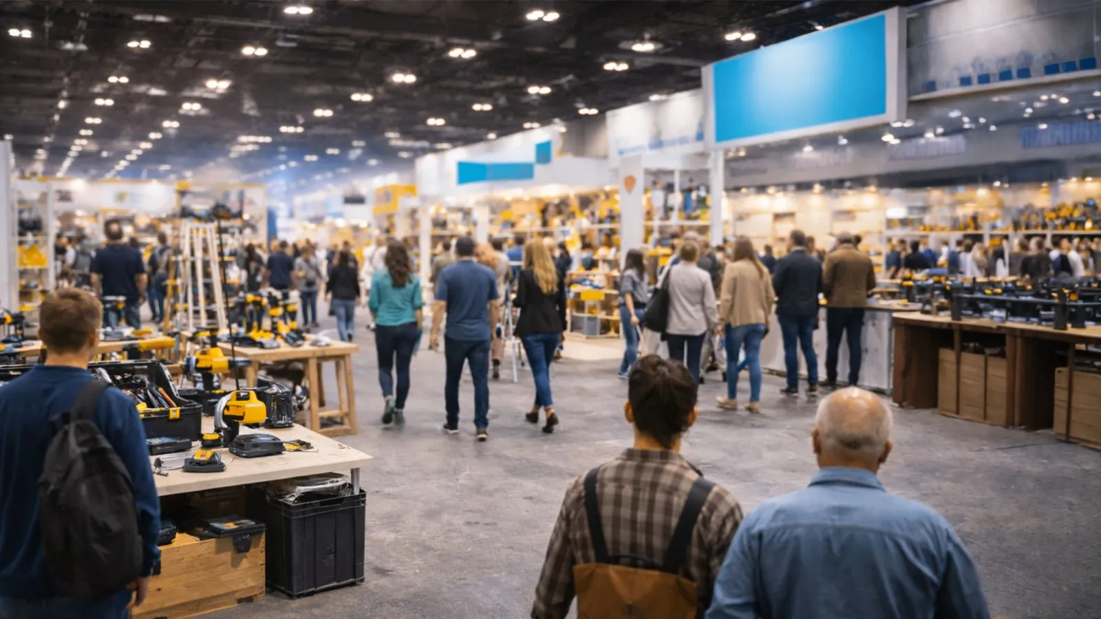 Handwerkerinnen und Handwerker auf einer Messe.