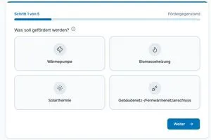 Schritt 1 beim Förderrechner des ZVSHK zur neuen BEG-Förderung