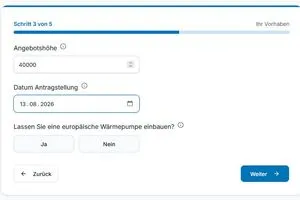 Schritt drei beim Förderrechner des ZVSHK zur neuen BEG-Förderung