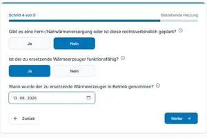 Schritt 4 beim Förderrechner des ZVSHK zur neuen BEG-Förderung