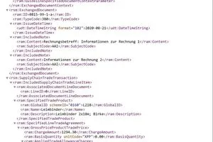 XML-Datei: So sieht der Datensatz einer E-Rechnung aus.