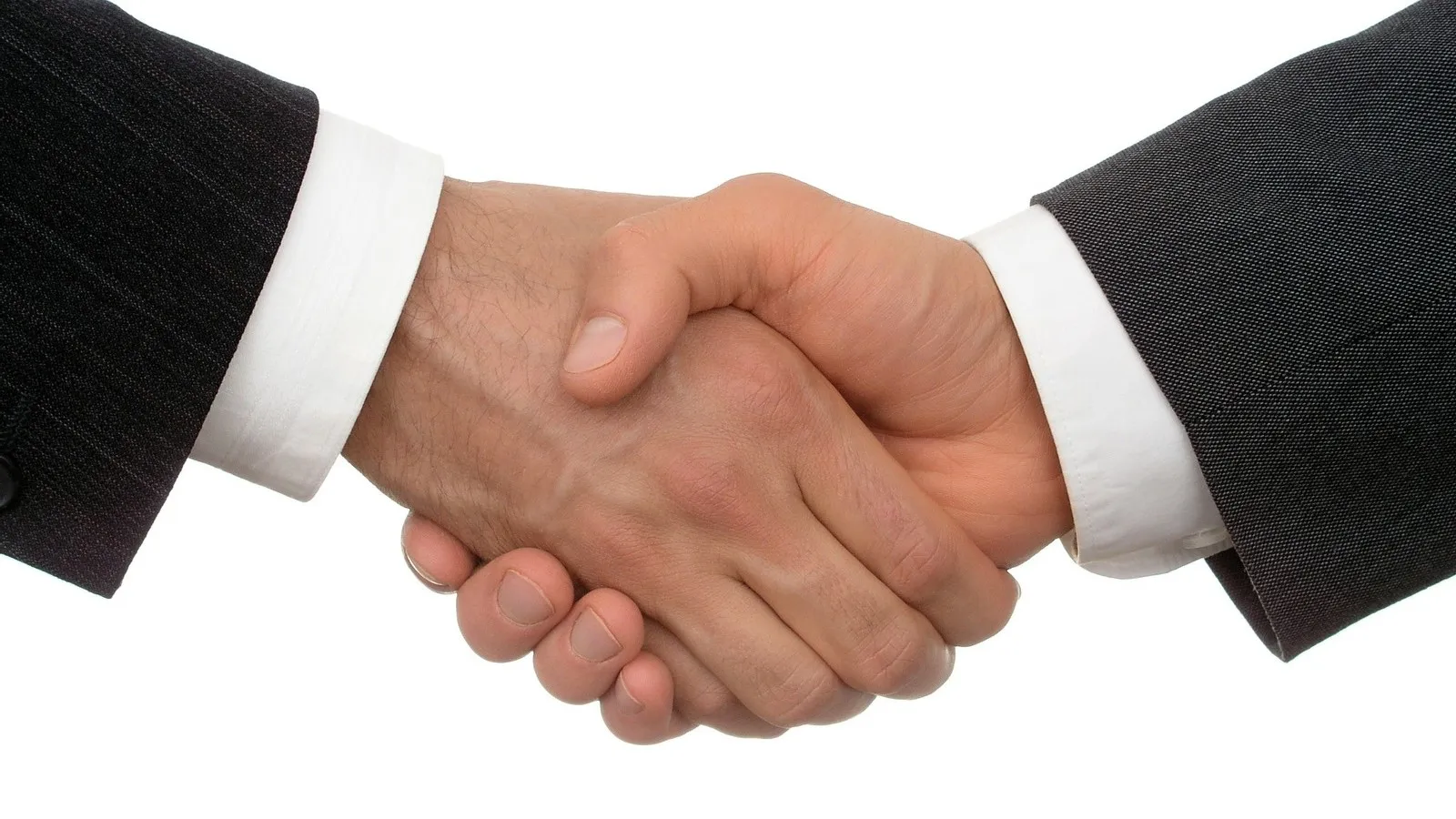 Zwei Geschäftsleute geben sich die Hand.