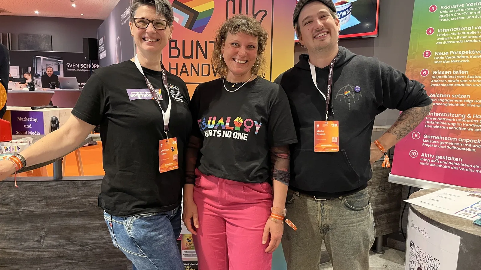 Die Inititiative Buntes Handwerk ist auf auf der Herocon 2026: Corinna Haas, Franziska Nitzsche und Malte Stump setzen sich für mehr Vielfalt im Handwerk ein.