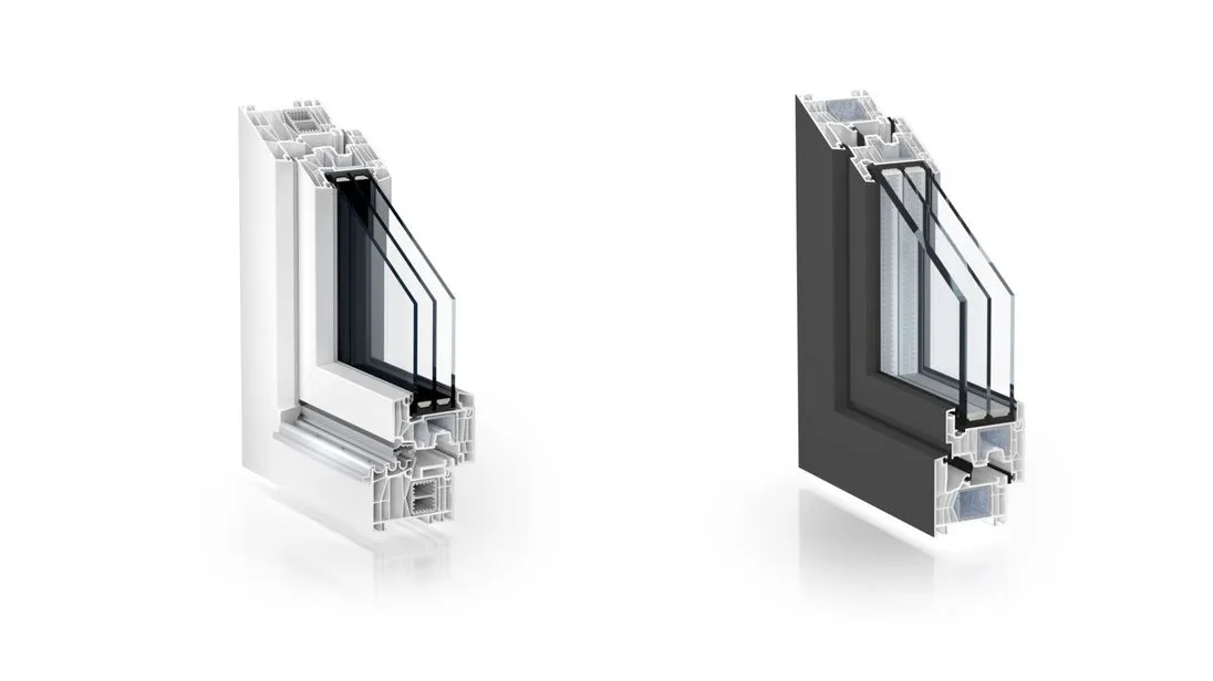 Kömmerling: PremiStep 20 im System 88 (links) Mitteldichtung mit MultiCore-Verstärkung und das System 76 (rechts) erlaubt Festverglasungen bis 56 Millimeter.