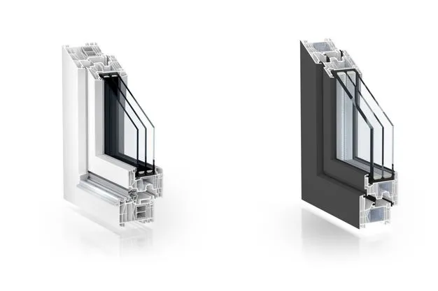 Kömmerling: PremiStep 20 im System 88 (links) Mitteldichtung mit MultiCore-Verstärkung und das System 76 (rechts) erlaubt Festverglasungen bis 56 Millimeter.