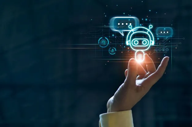 Eine Hand hält einen virtuellen Chatbot