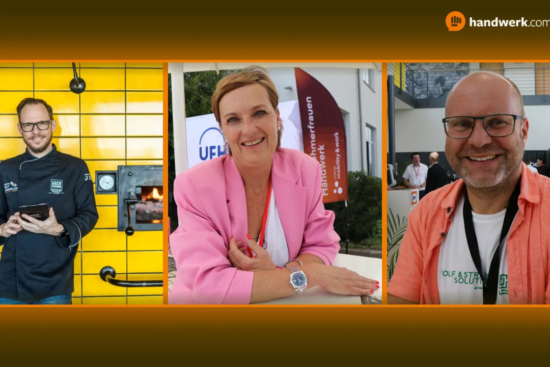 Drei Handwerksbetriebe zeigen, wie KI ihren Arbeitsalltag verändert hat: Andreas Fickenscher, Anke Freund und Bastian Strauß (v. l. n. r.).