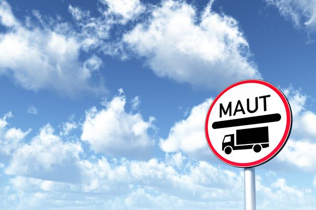 verkehrsschild maut auf weißem hintergrund - 3d illustration