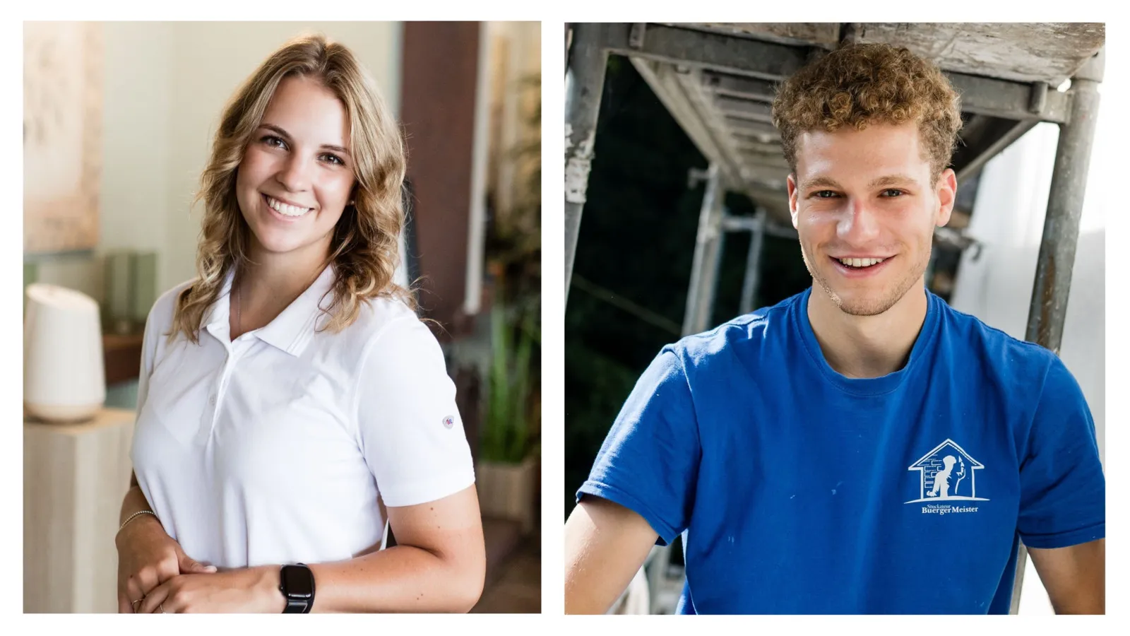 Porträtfotos der Finalisten Emily Maichle und Maximilian Buerger.