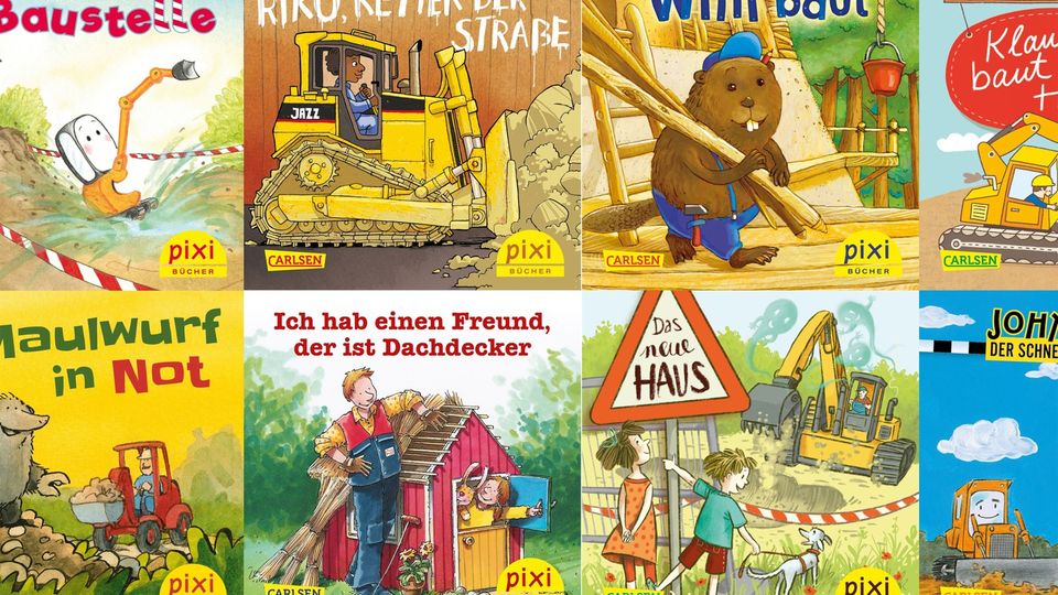 Die Bücher der Serie „Pixis Fahrzeuge auf der Baustelle“