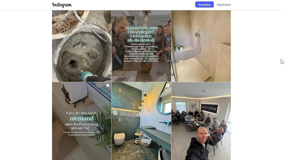 Screenshot des Instragram-Auftritts von Voigt und Böhm Fliesen in Hude.