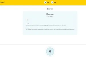 Fachbegriffe wie „Maserung“ werden mit einer Definition und Beispielen erklärt. Zusätzlich gibt es eine Aussprachübung.