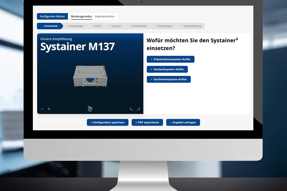 Tanos systainer®-Individualisierung und Konfiguration mit Online-Produktberater.