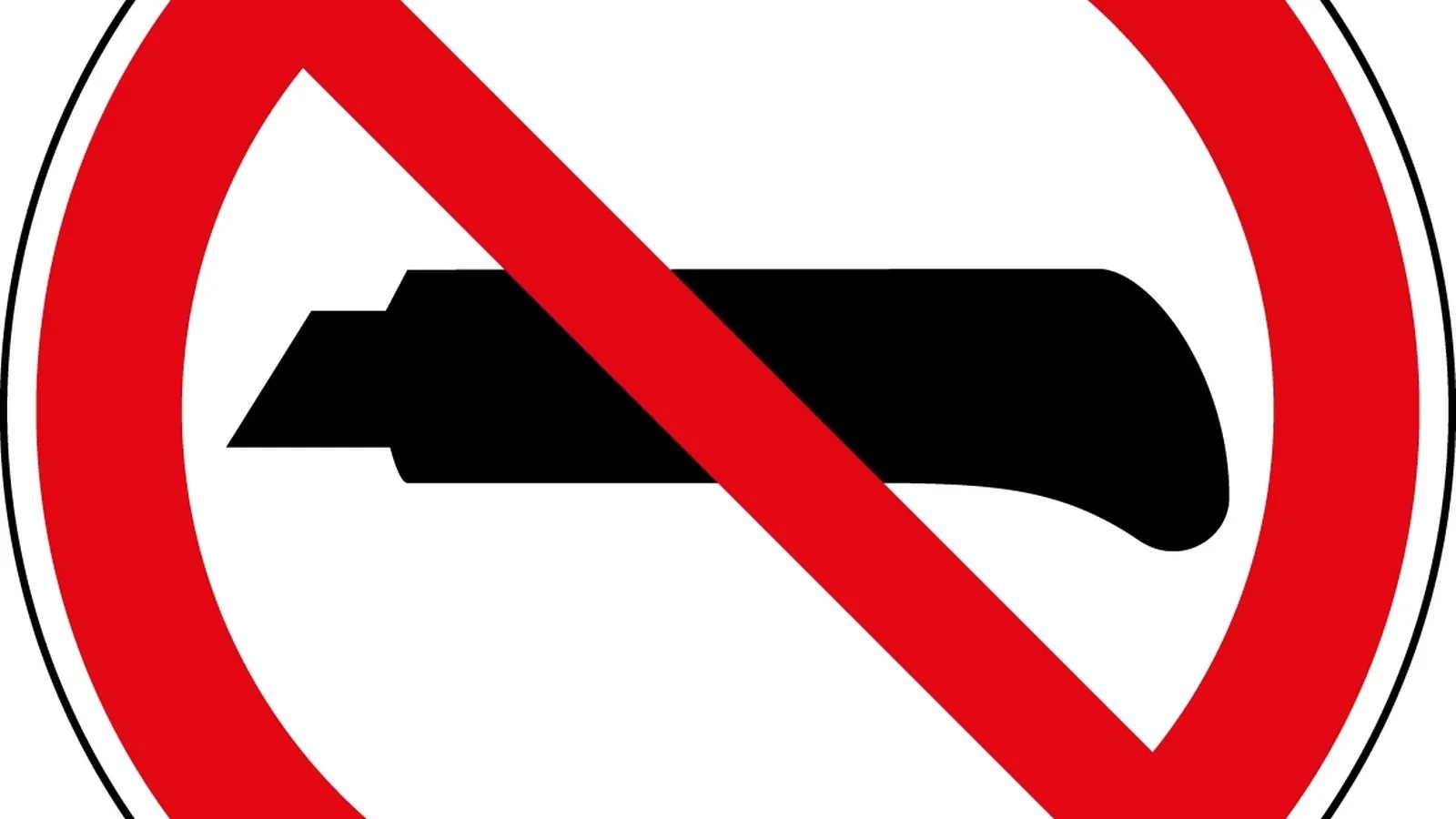 Ein Verbotsschild-Symbol mit einem Teppichmesser in der Mitte.