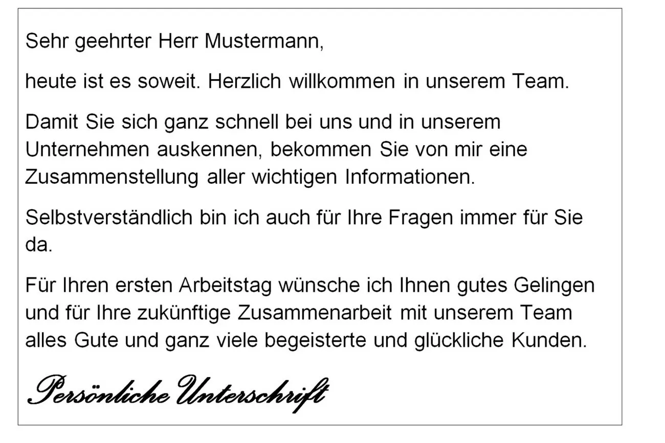 Begrüßungsschreiben