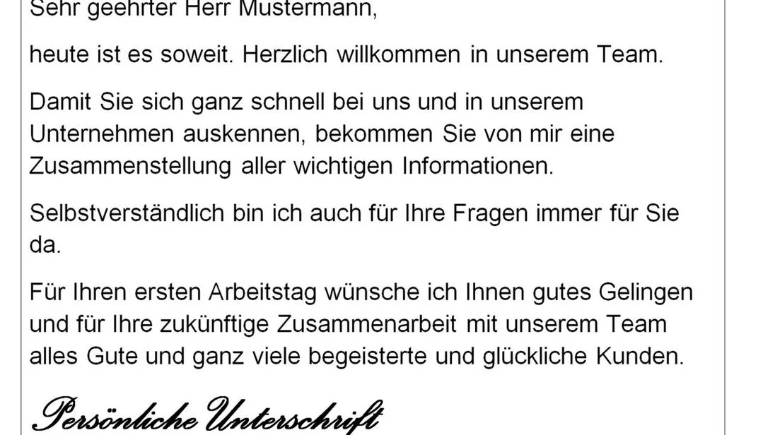 Begrüßungsschreiben